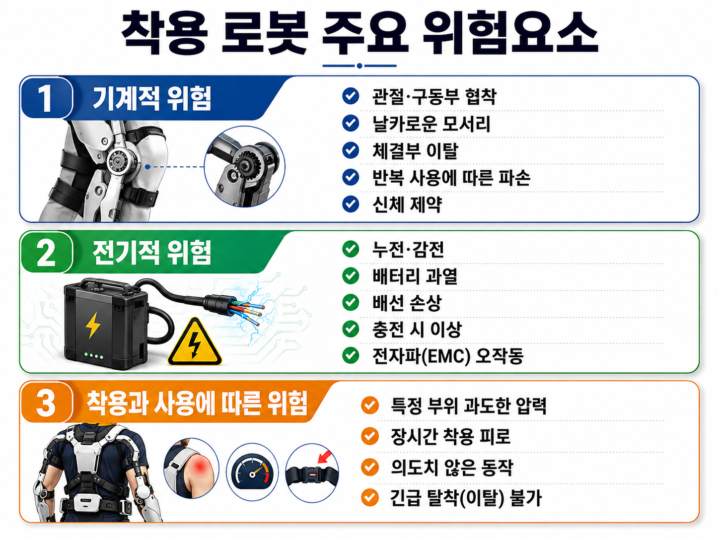 착용 로봇 사용 시 주요 안전 위험요소